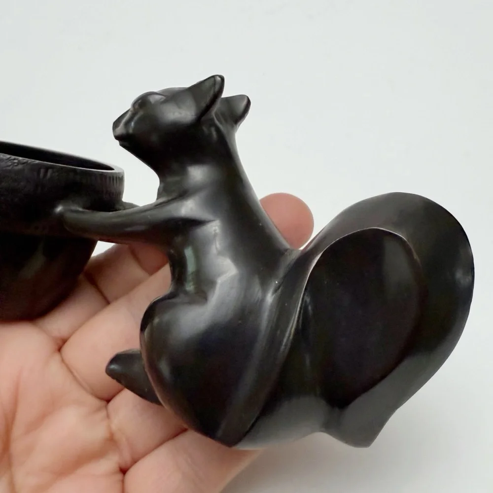 Crate & Barrel Dark Brown Metal Squirrel with Acorn Votive Candle Holder